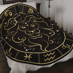 Gold And Black Leo Sign Print Quilt Bed Set