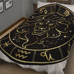 Gold And Black Leo Sign Print Quilt Bed Set
