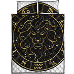 Gold And Black Leo Sign Print Quilt Bed Set