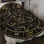 Gold And Black Leo Sign Print Quilt Bed Set