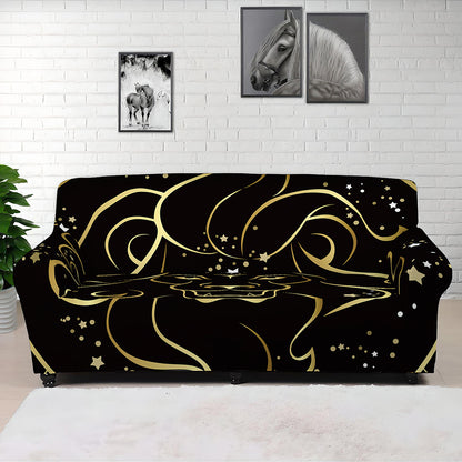 Gold And Black Leo Sign Print Sofa Cover