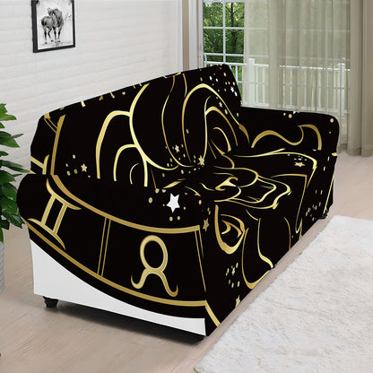 Gold And Black Leo Sign Print Sofa Cover