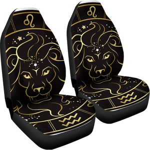 Gold And Black Leo Sign Print Universal Fit Car Seat Covers