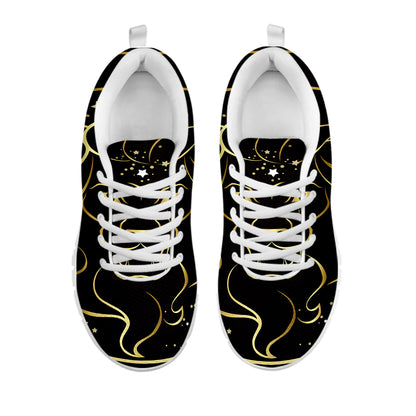 Gold And Black Leo Sign Print White Sneakers