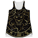 Gold And Black Leo Sign Print Women's Racerback Tank Top