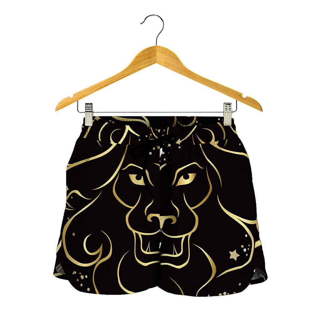 Gold And Black Leo Sign Print Women's Shorts