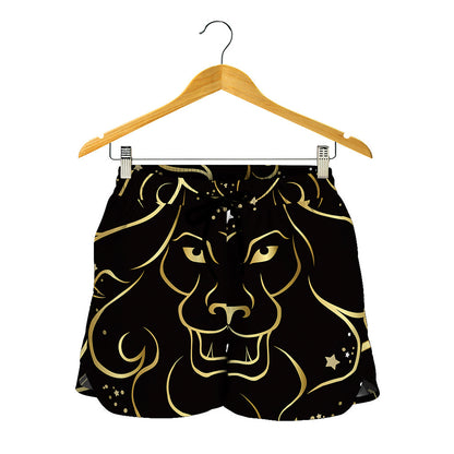 Gold And Black Leo Sign Print Women's Shorts