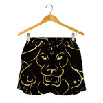 Gold And Black Leo Sign Print Women's Shorts