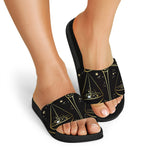 Gold And Black Libra Sign Print Black Slide Sandals