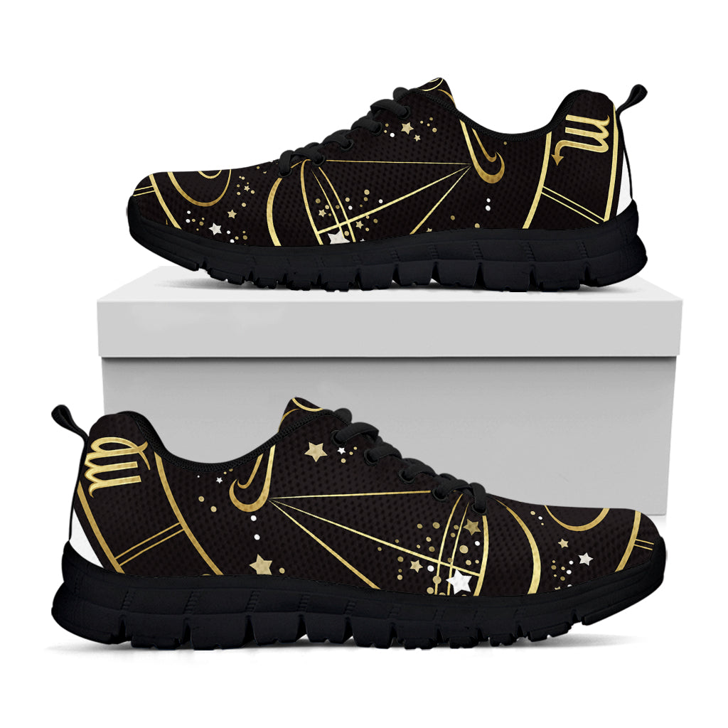Gold And Black Libra Sign Print Black Sneakers