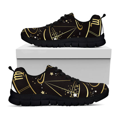 Gold And Black Libra Sign Print Black Sneakers