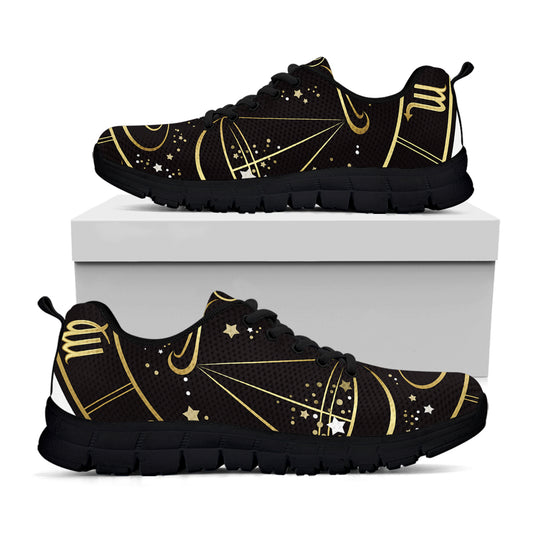 Gold And Black Libra Sign Print Black Sneakers