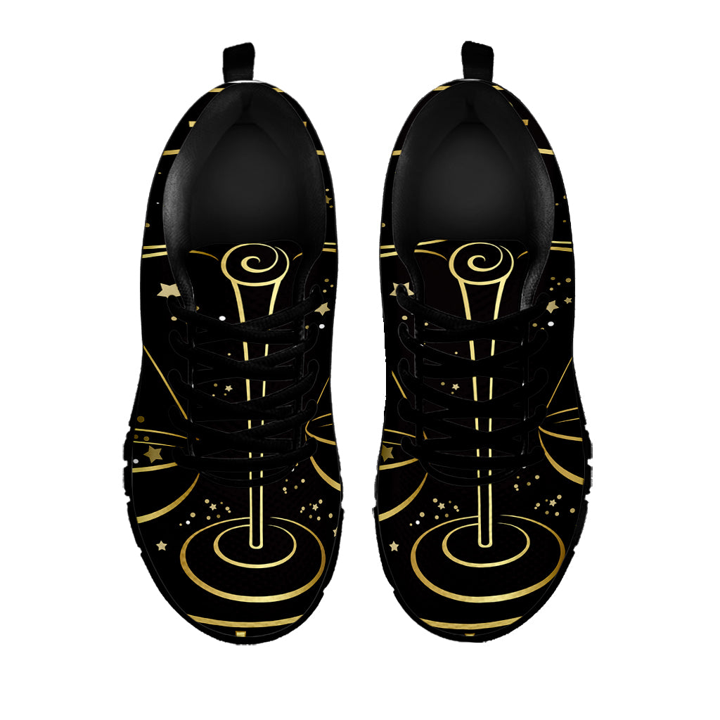 Gold And Black Libra Sign Print Black Sneakers