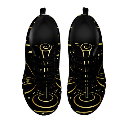 Gold And Black Libra Sign Print Black Sneakers