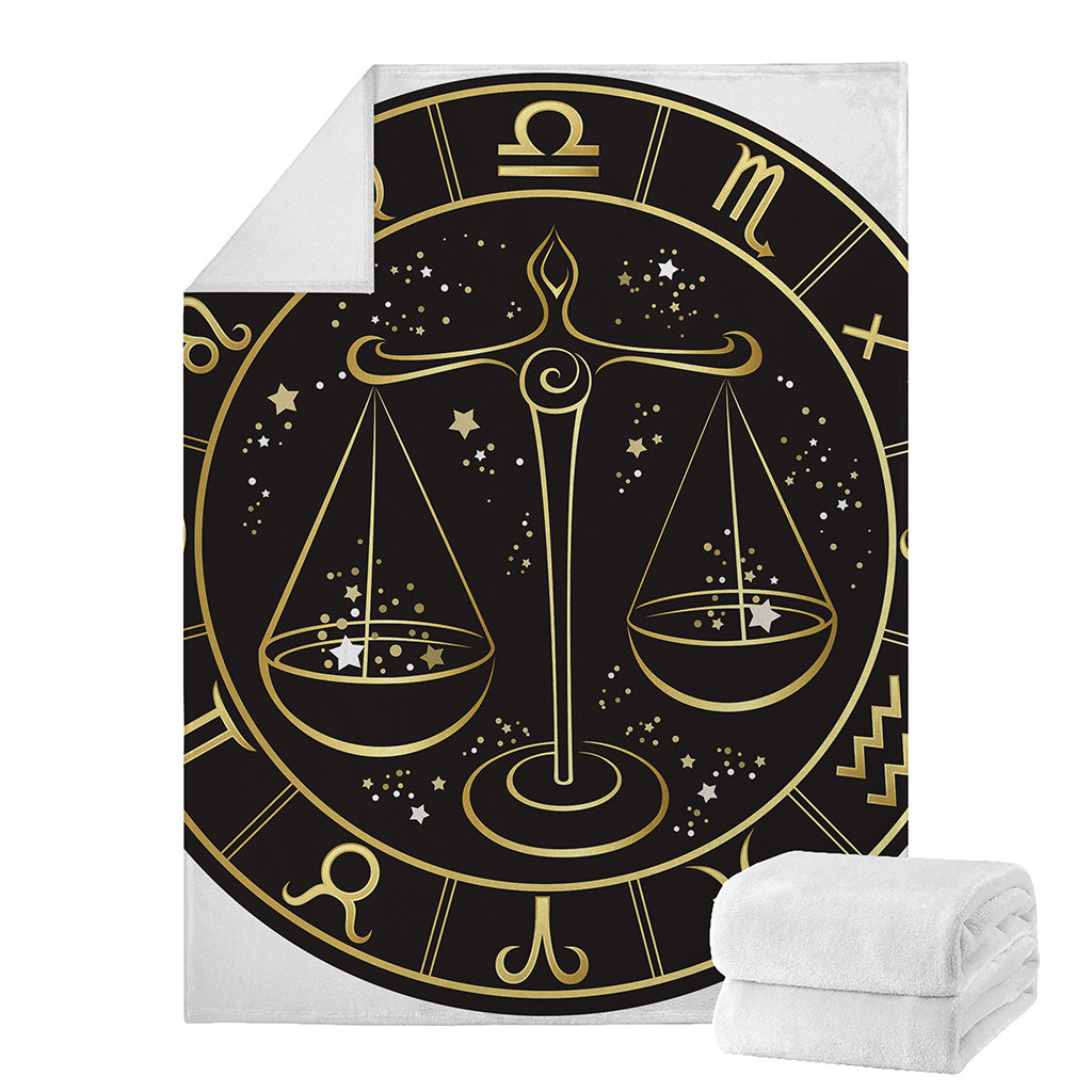 Gold And Black Libra Sign Print Blanket