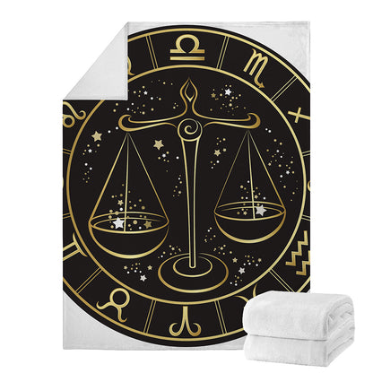 Gold And Black Libra Sign Print Blanket