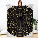 Gold And Black Libra Sign Print Blanket