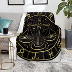 Gold And Black Libra Sign Print Blanket