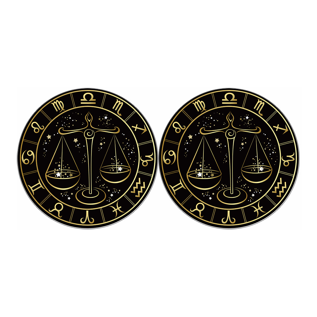 Gold And Black Libra Sign Print Car Coasters