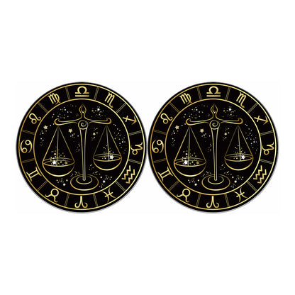 Gold And Black Libra Sign Print Car Coasters