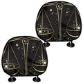 Gold And Black Libra Sign Print Car Headrest Covers