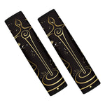 Gold And Black Libra Sign Print Car Seat Belt Covers