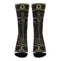 Gold And Black Libra Sign Print Crew Socks
