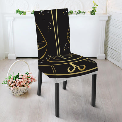 Gold And Black Libra Sign Print Dining Chair Slipcover