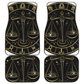 Gold And Black Libra Sign Print Front and Back Car Floor Mats