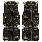 Gold And Black Libra Sign Print Front and Back Car Floor Mats