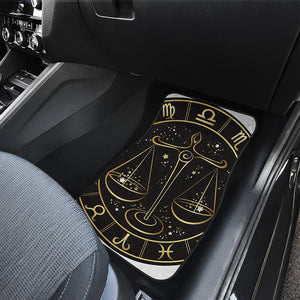 Gold And Black Libra Sign Print Front and Back Car Floor Mats