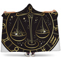 Gold And Black Libra Sign Print Hooded Blanket