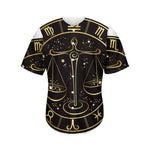 Gold And Black Libra Sign Print Men's Baseball Jersey