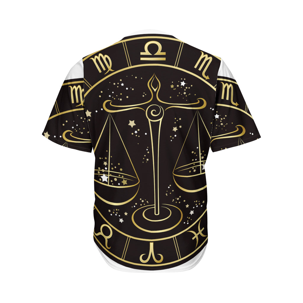 Gold And Black Libra Sign Print Men's Baseball Jersey