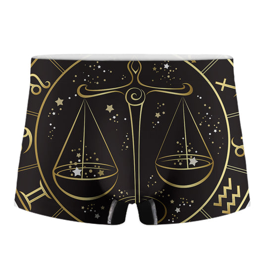 Gold And Black Libra Sign Print Men's Boxer Briefs