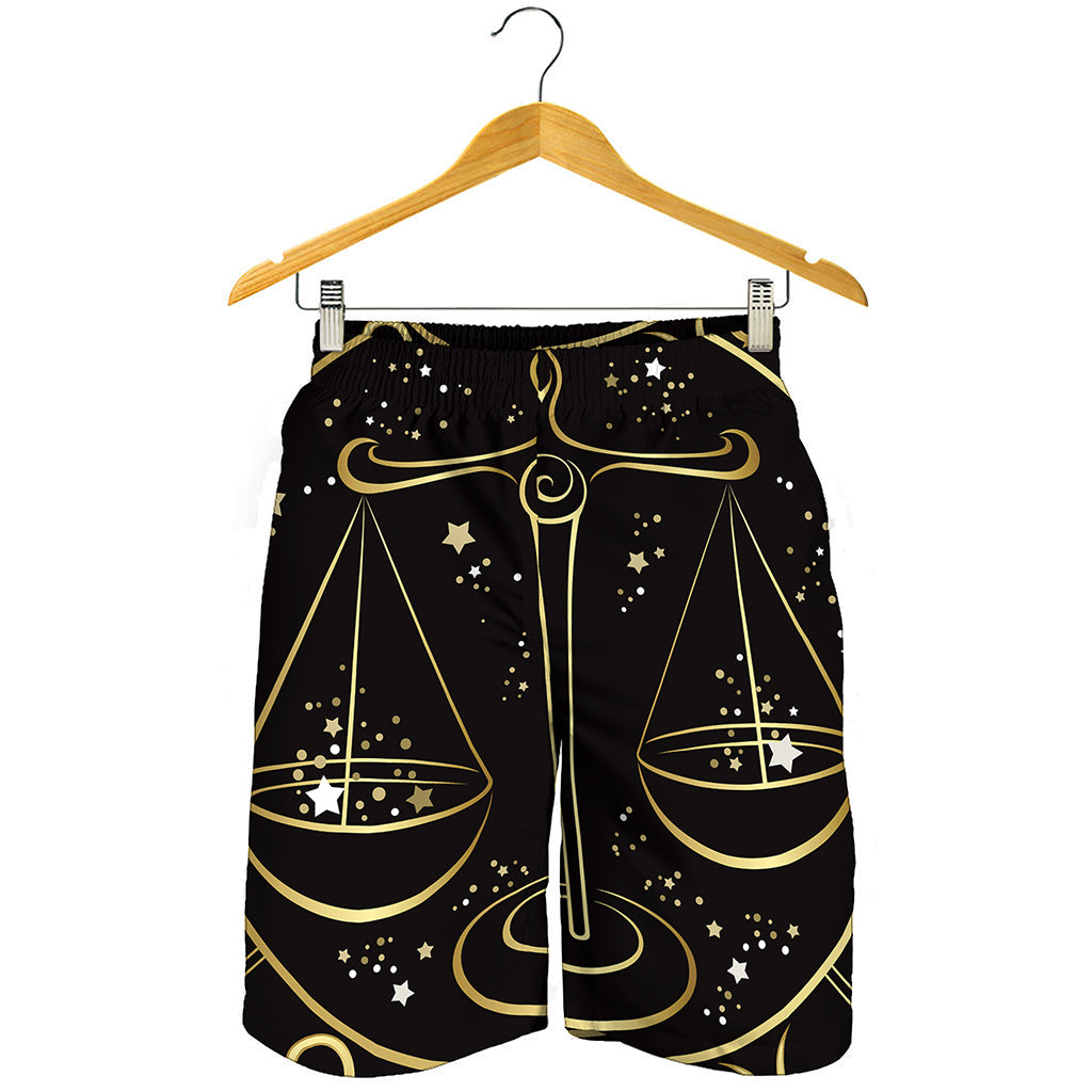 Gold And Black Libra Sign Print Men's Shorts