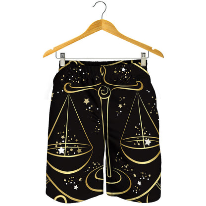 Gold And Black Libra Sign Print Men's Shorts