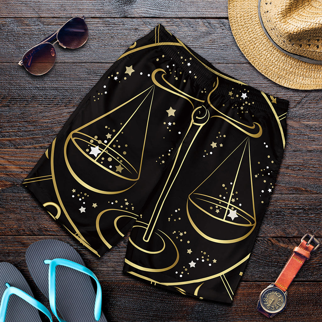 Gold And Black Libra Sign Print Men's Shorts