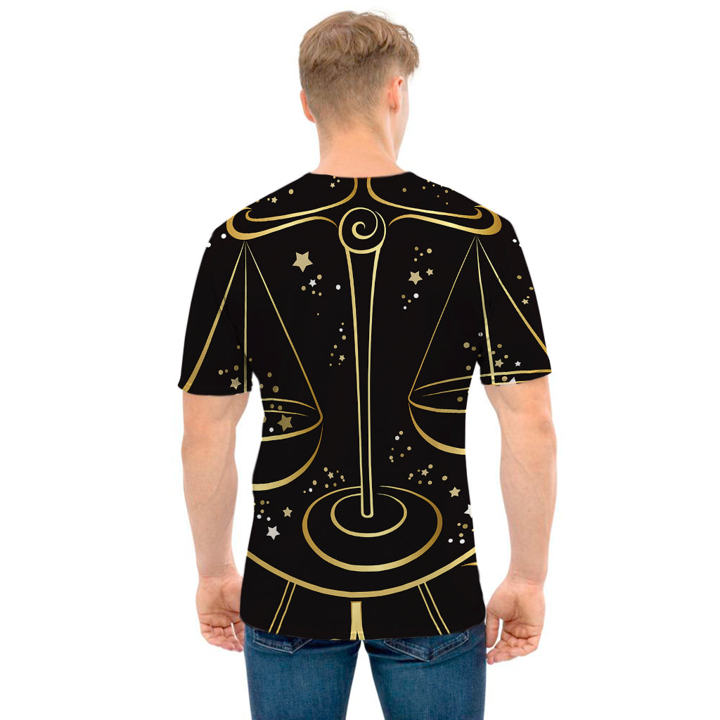 Gold And Black Libra Sign Print Men's T-Shirt