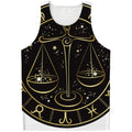 Gold And Black Libra Sign Print Men's Tank Top