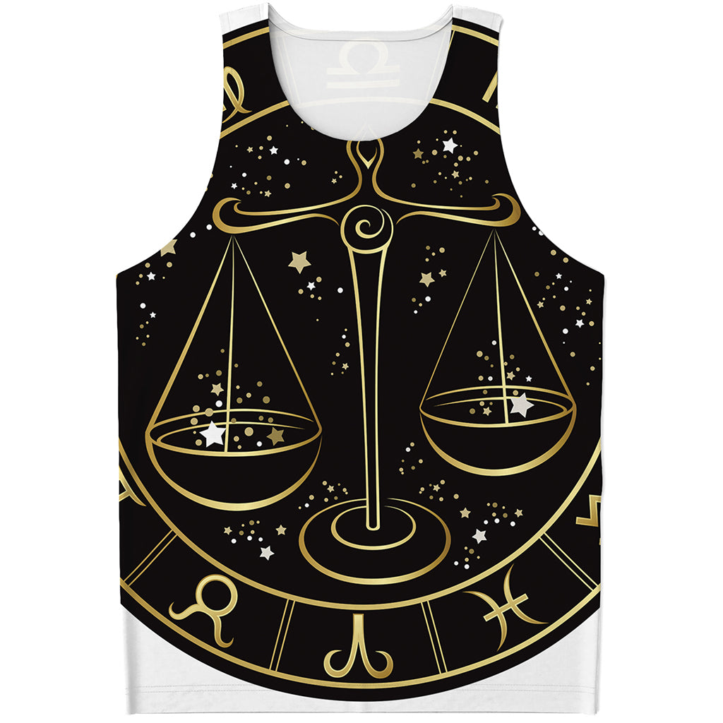 Gold And Black Libra Sign Print Men's Tank Top