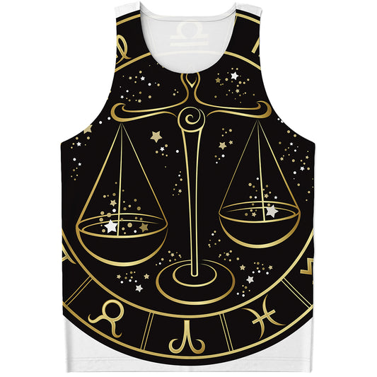 Gold And Black Libra Sign Print Men's Tank Top