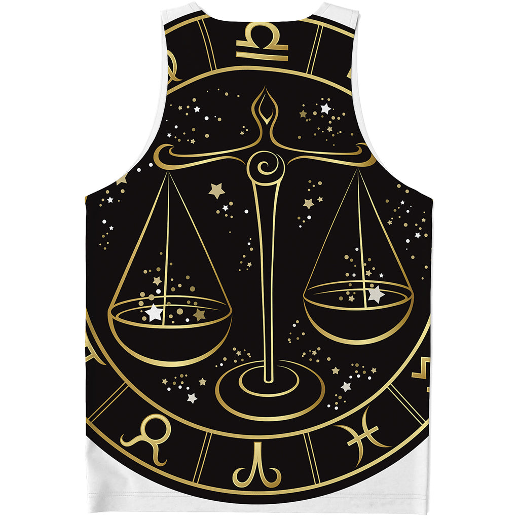 Gold And Black Libra Sign Print Men's Tank Top