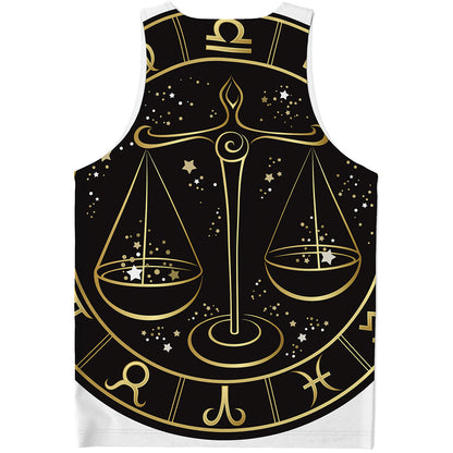 Gold And Black Libra Sign Print Men's Tank Top