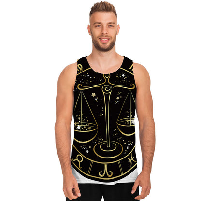Gold And Black Libra Sign Print Men's Tank Top