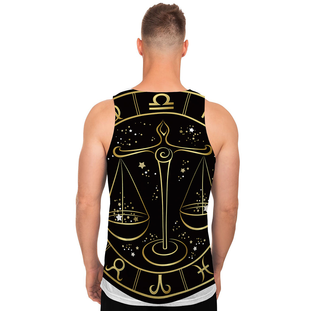 Gold And Black Libra Sign Print Men's Tank Top