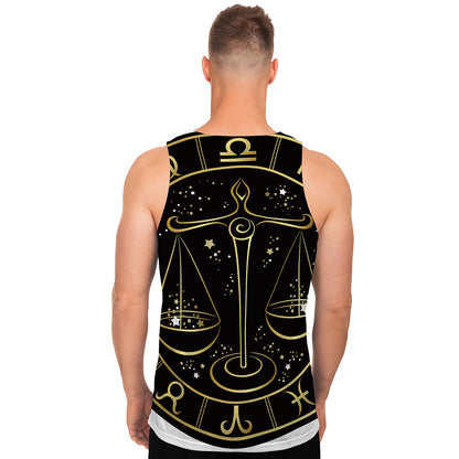 Gold And Black Libra Sign Print Men's Tank Top