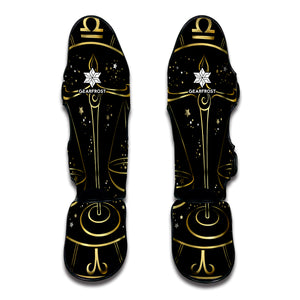 Gold And Black Libra Sign Print Muay Thai Shin Guard