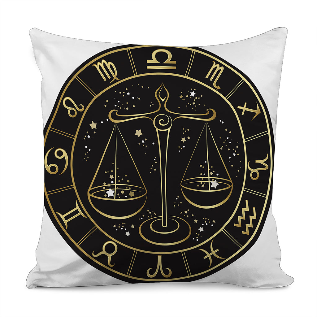 Gold And Black Libra Sign Print Pillow Cover
