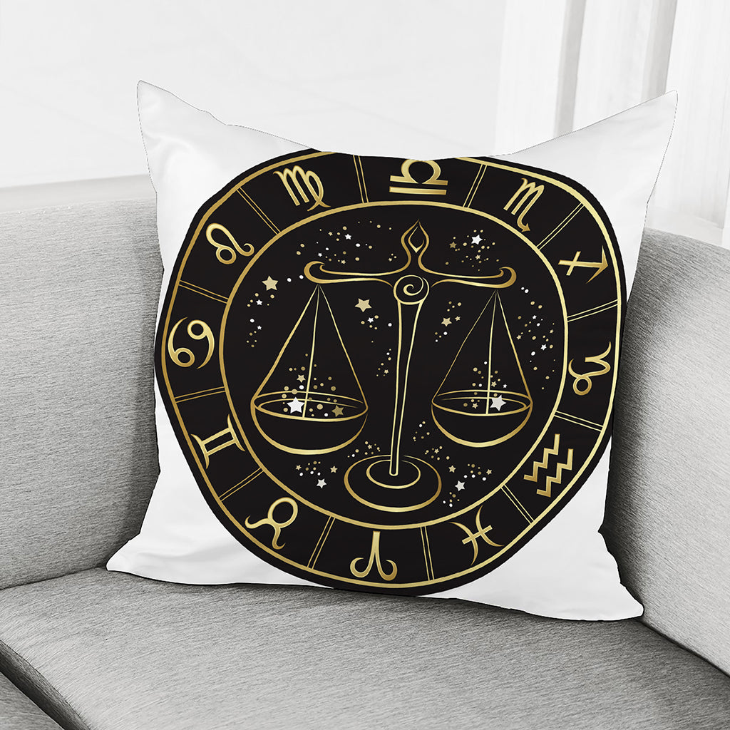Gold And Black Libra Sign Print Pillow Cover